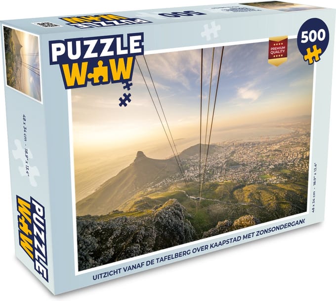 Puzzel Uitzicht vanaf de Tafelberg over Kaapstad met zonsondergang - Legpuzzel - Puzzel 500 stukjes
