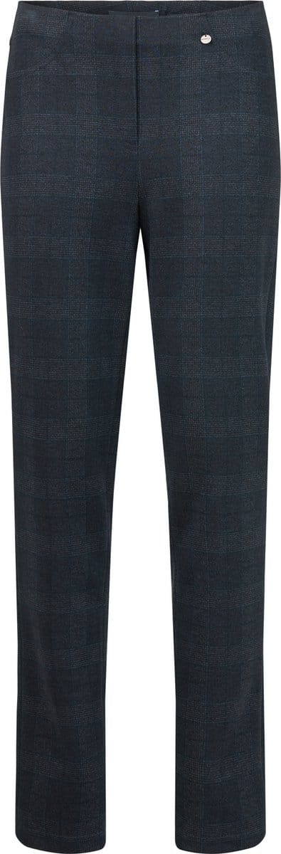 Robell Bella Flanelle Ruit Broek Marine Maat 38