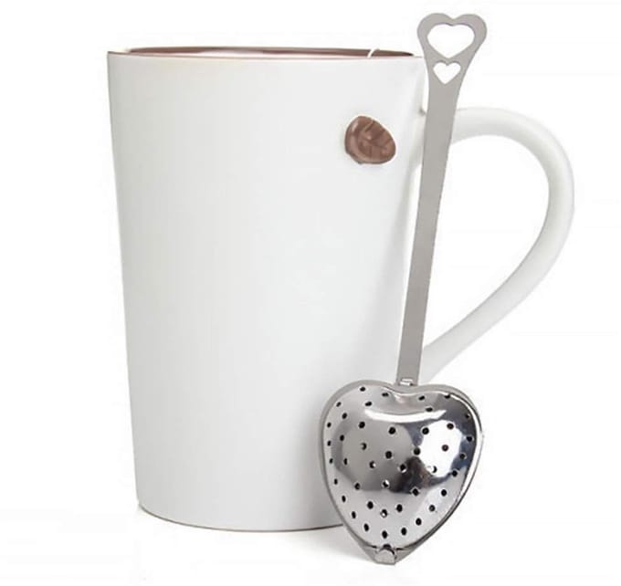 Dailygoods- Theezeef Hartvormig - Theefilter - Losse Thee - Steiler Met Handvat - RVS - Antislip Grip
