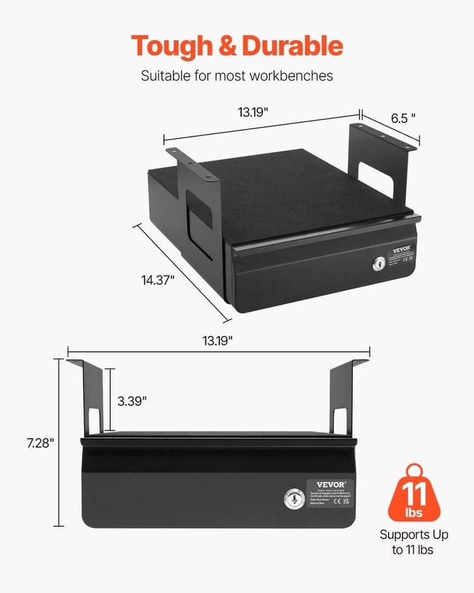 33 cm Afsluitbare Lade Organizer Onder Bureau Uittrekbare Lade Thuis Kantoor