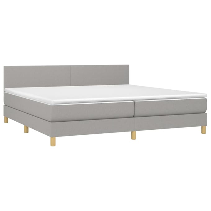 vidaXL - Boxspring - met - matras - en - LED - stof - lichtgrijs - 200x200 - cm