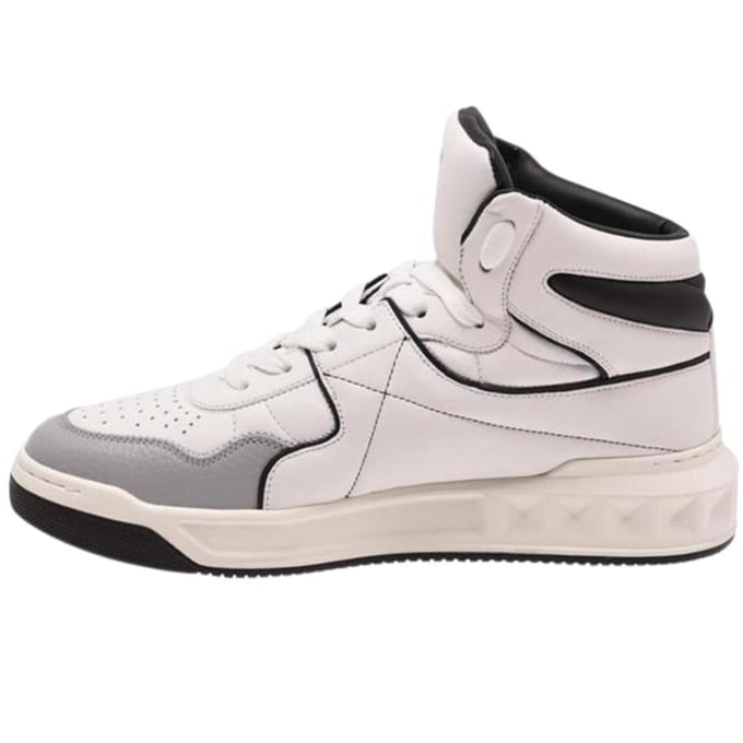 Valentino One Stud sneaker van kalfsleer - wit/zwart/grijs - Maat 42
