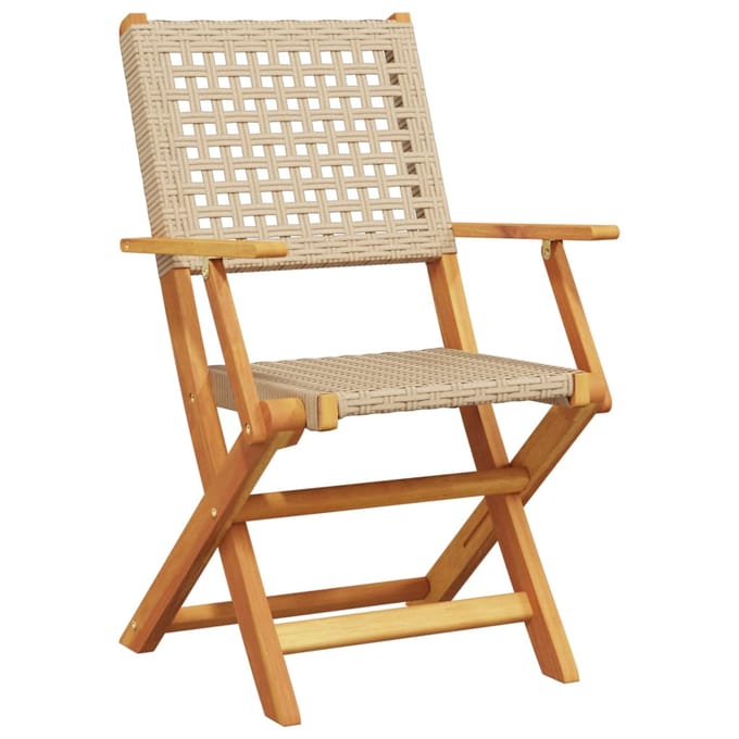 vidaXL - 5-delige - Tuinset - poly - rattan - en - massief - hout - beige