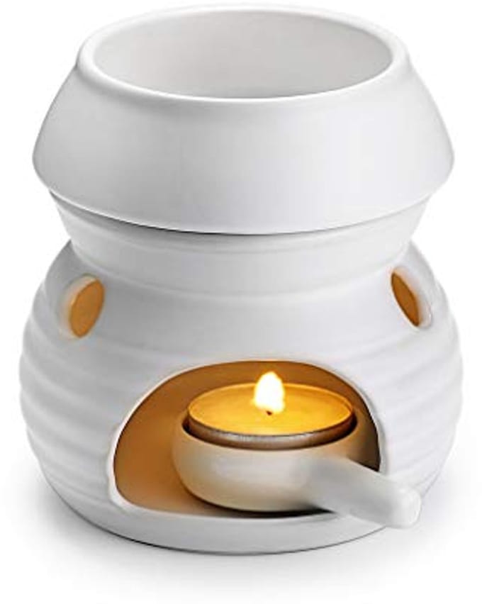 Keramische Wax Smeltbrander met Kaarslepel - Kalebas Model