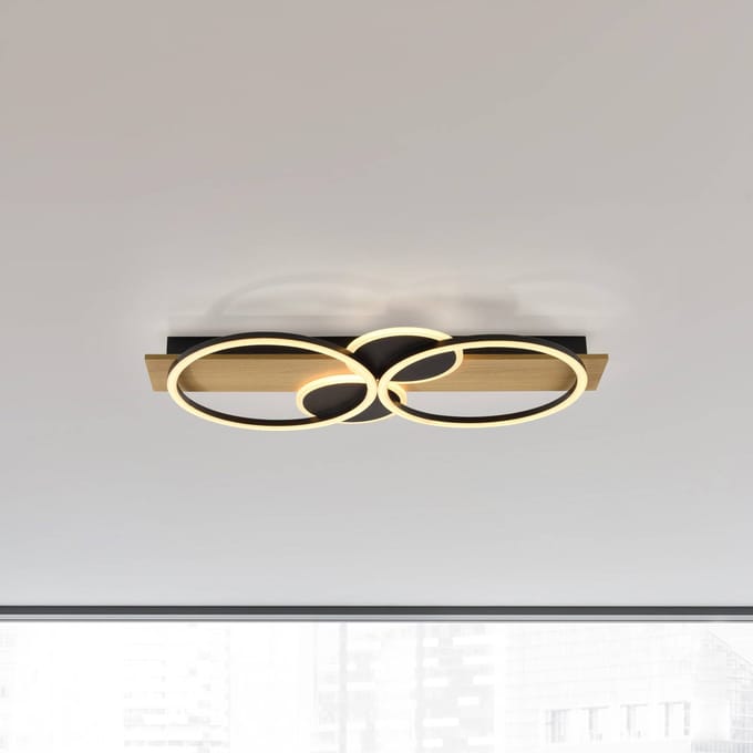 JUST LIGHT. GmbH JUST LIGHT. Trooper plafondlamp, ijzer, hout