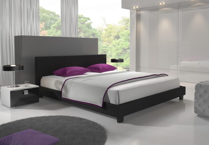 Meubella - Tweepersoonsbed George - Zwart - 160x200 cm