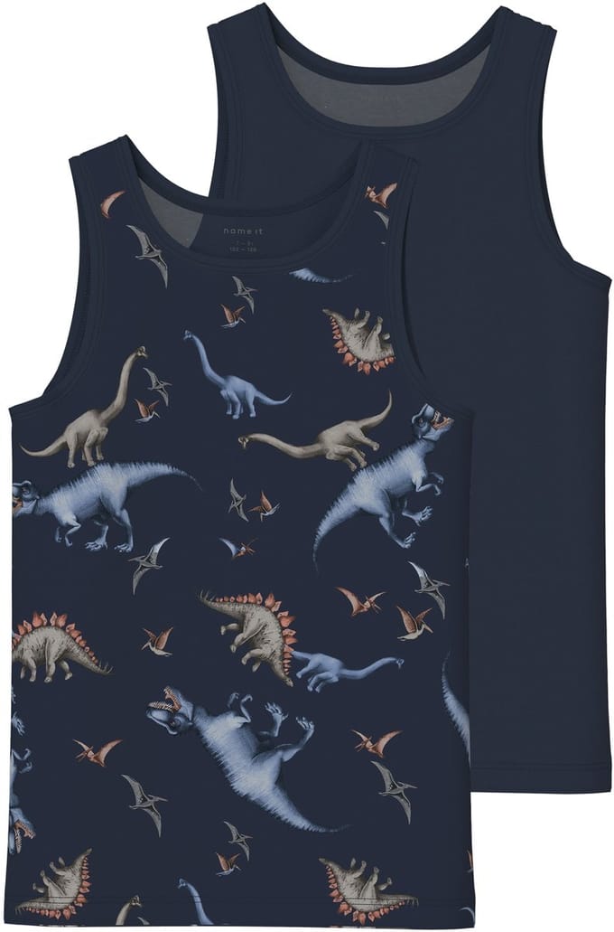 NAME IT - NMMTANK TOP 2P NAVY DINO NOOS - Jongens - Onderhemden