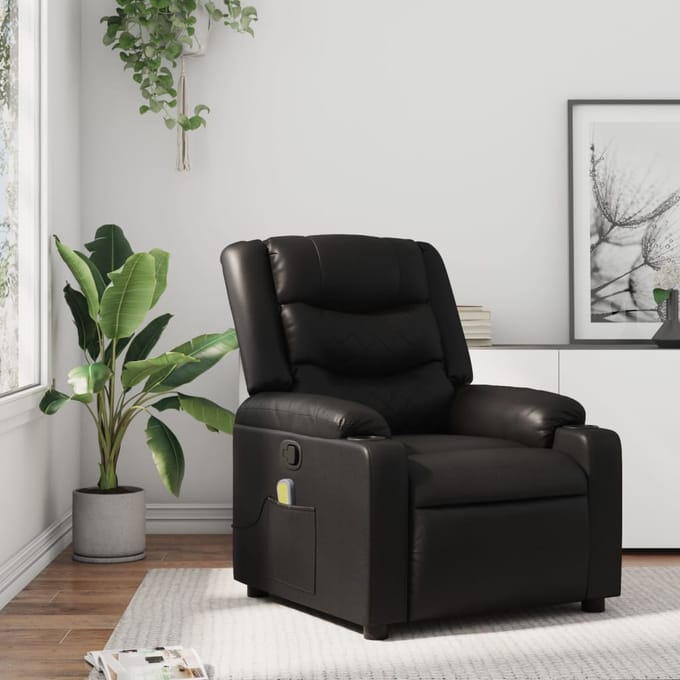 vidaXL - Massagestoel - van - zwart - kunstleer
