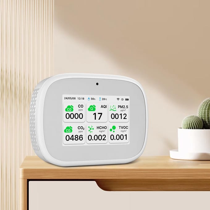 WiFi 11-in-1 Luchtkwaliteitsmonitor Binnenshuis Vochtigheidsmonitor zwart