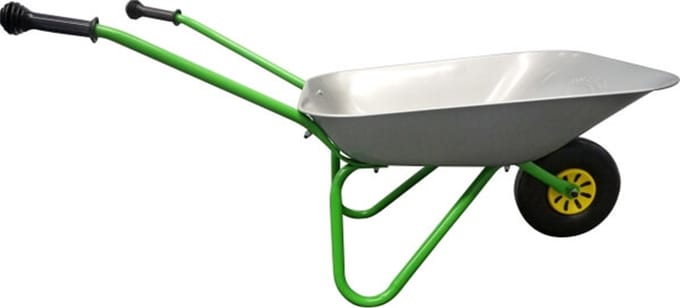 Metalen kruiwagen zilver/groen