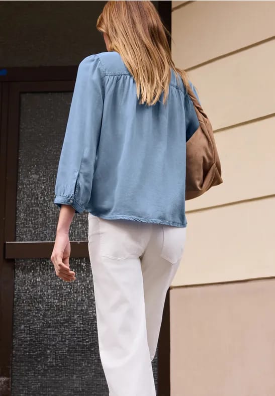 3/4-mouwen blouse in een verwassen look