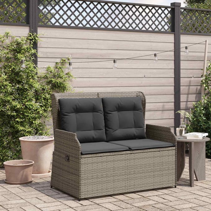 vidaXL - Tuinbank - Grijs - poly - rattan