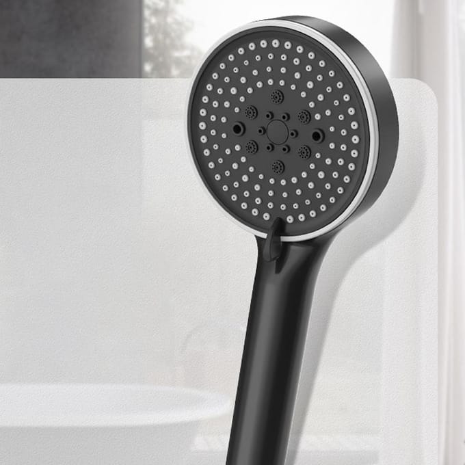 Pommeau de douche rond haute pression à 5 modes, effet pluie, accessoires de salle de bain argenté