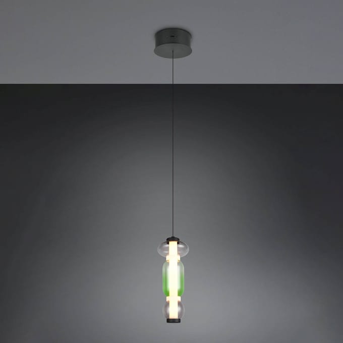 Trio Lighting LED hanglamp Minerva, Ø 15 cm, kleurrijk, glas, CCT, dimbaar