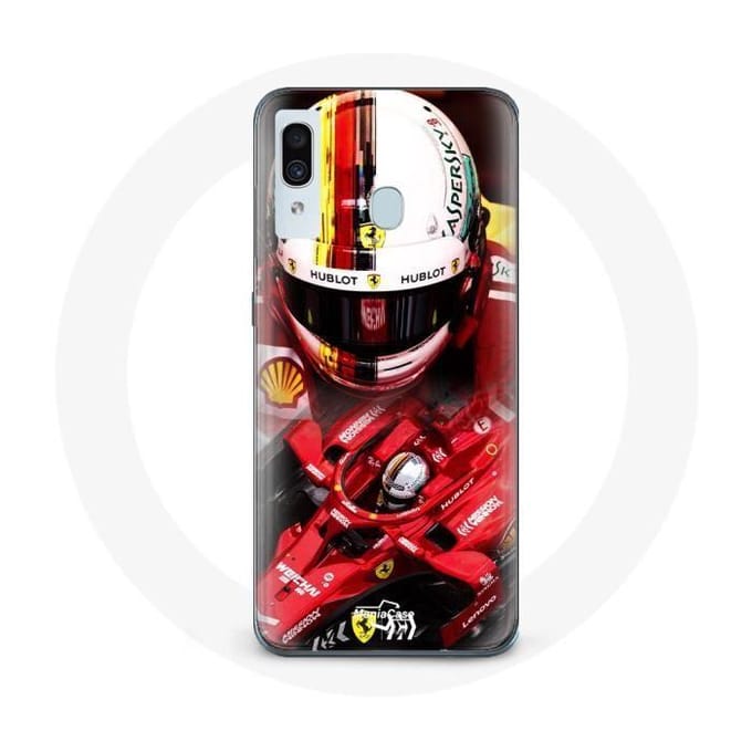 Case voor Samsung Galaxy A20 Formule 1 Sebastian Vettel F1 Rood