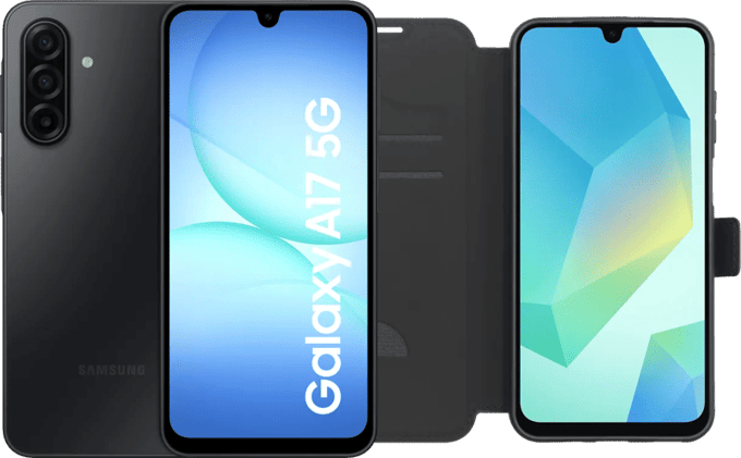 Samsung Galaxy A17 128GB Zwart 5G + BlueBuilt Book Case Zwart