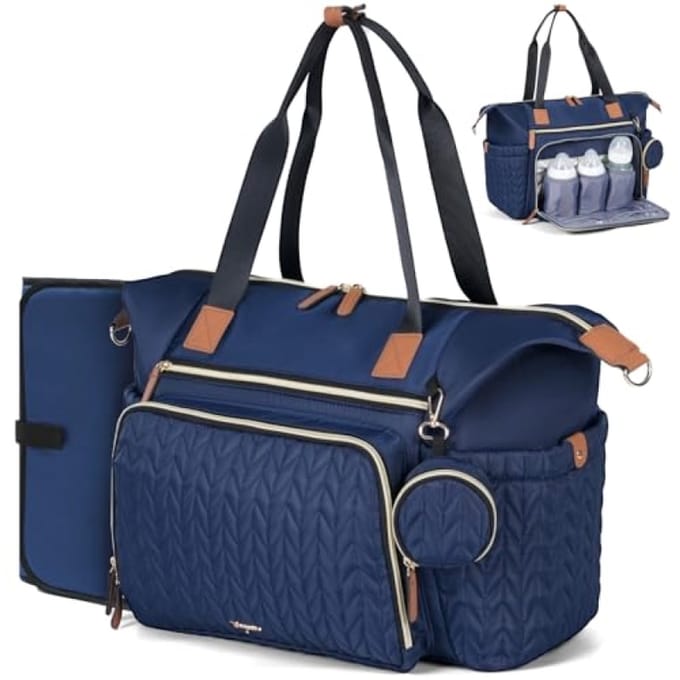 Multifunctionele luiertas met aankleedkussen en geïsoleerde vakken - Donkerblauw