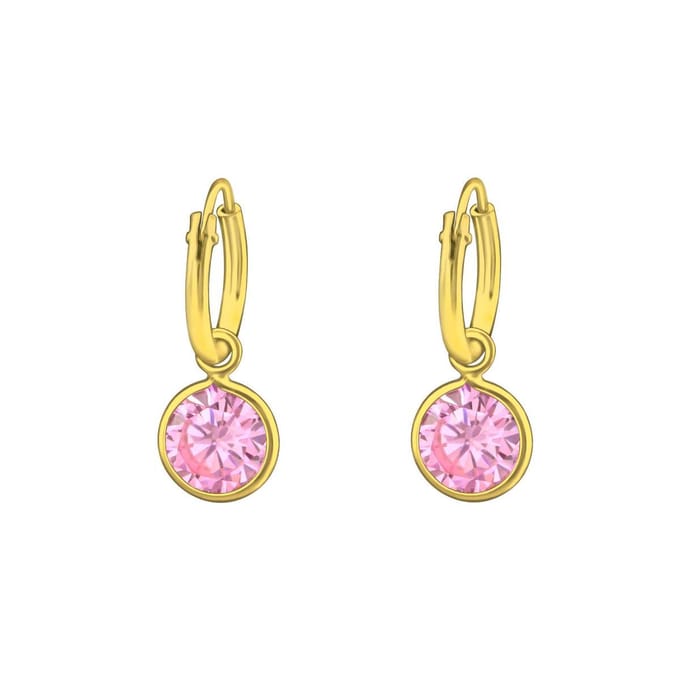 Montebello Oorbellen Aster Pink - 925 Zilver Verguld - ∅6mm