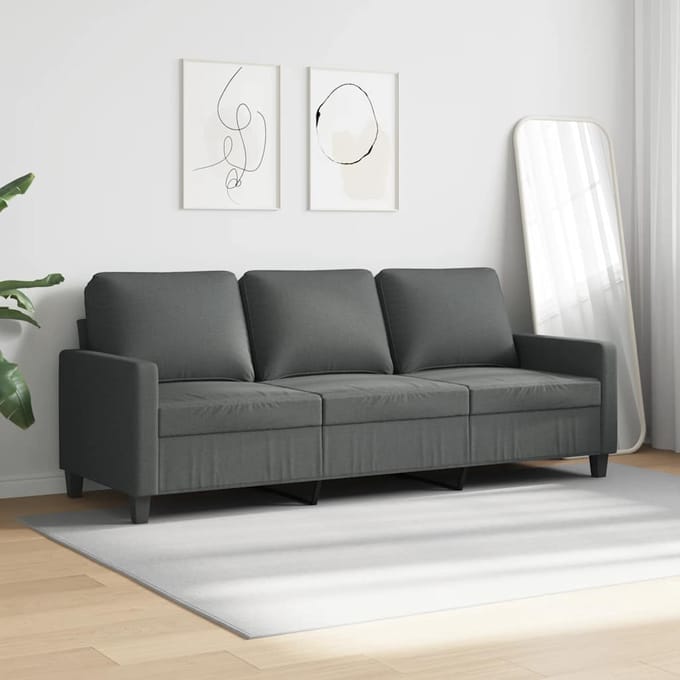 Vidaxl Bank 3-Zits, Donkergrijs, 180 Cm, Bekleed met Stof