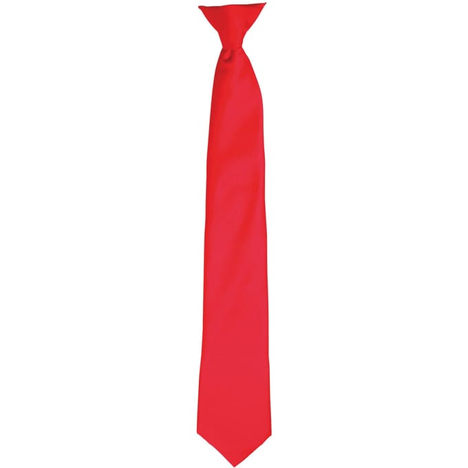 Premier Kleuren Heren Satin Clip Tie (Aardbeienrood)