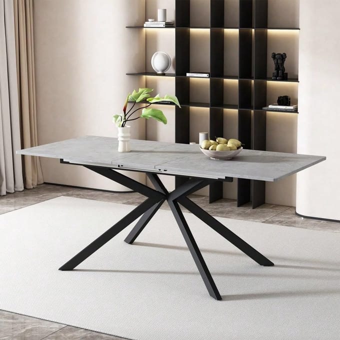 Uittrekbare Eettafel - Eettafel met extra blad - Ruimtebesparend wonen - Stabiel kruisvoet design