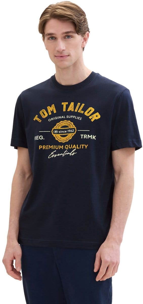 Tom Tailor - T-shirt met logoprint - Maat S - Dark Blue