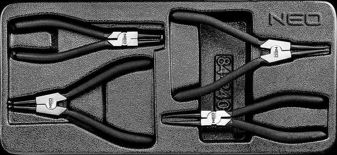 Neo 84-240 Serie - Set van 4 Segerringtangen - 19-60 mm - Chrom-vanadium Staal - Antislip Handgreep