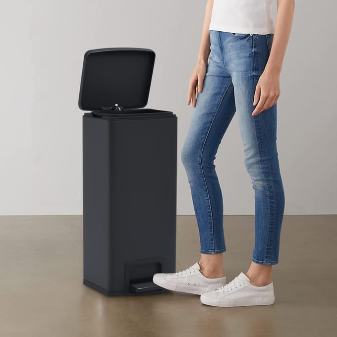 vidaXL - Pedaalemmer - met - anti-vingerafdruk - 30 - L - RVS - zwart