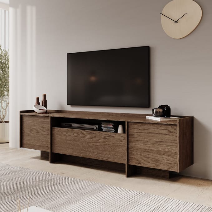 Meubella - TV-Meubel Jaxon - Donker eiken - 197 cm