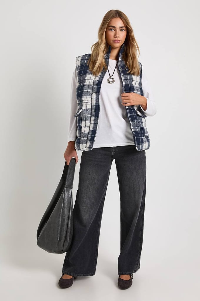 boohoo Dames Bekijk Oversized Puffer Gillet | Navy | Maat: 8