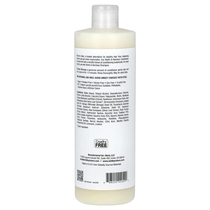 Doux par nature, (La porte de la nature), Après-shampoing à la biotine et au bambou, pour cheveux fins, 473 ml (473ml) white