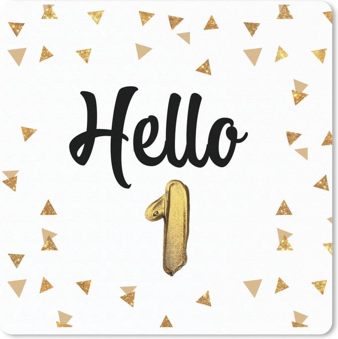 Muismat 20x20 cm - Mousepad Verjaardag - Goud - Confetti - Muismatten