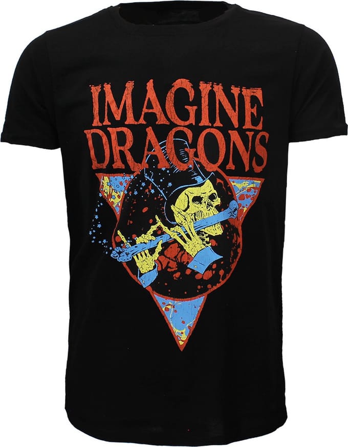 Imagine Dragons Bones Flute Skeleton T-Shirt - Officiële Merchandise - M