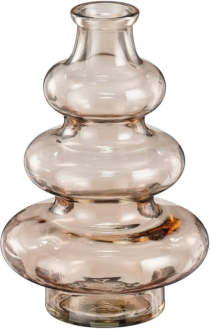 Mica Decorations Bloemenvaas Sira - transparant glas - beige - D14,5 x H22 cm - vaas - sierlijk model