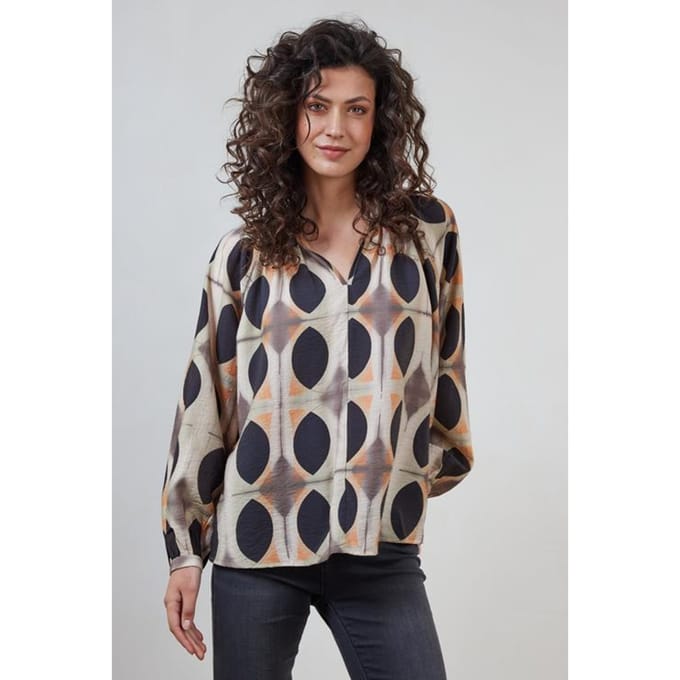 Blouse Cherish Sand with Monsoon print