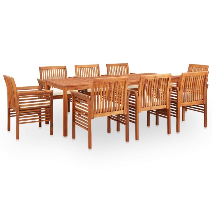 vidaXL - 9-delige - Tuinset - met - kussens - massief - acaciahout