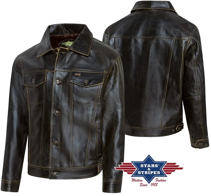 Lederen western jas Stars&Stripes BRANDO M