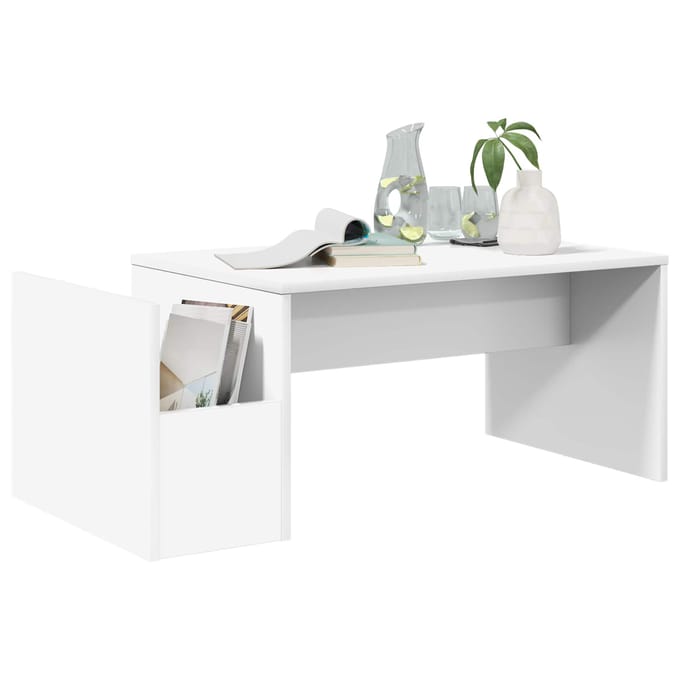 vidaXL - Salontafel - Wit - 90 - x - 45 - x - 35 - cm - Bewerkt - hout