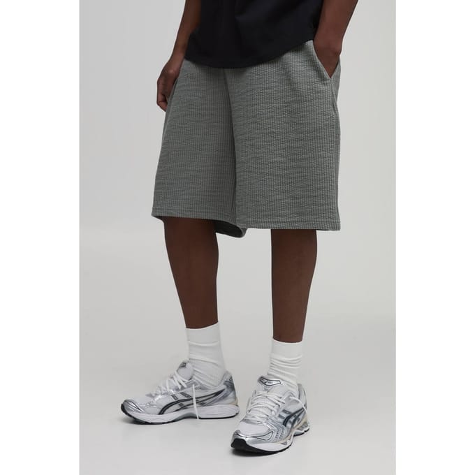 Baggy Fit Geribbelde Jersey Short | Khaki | Size Medium