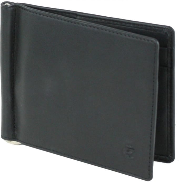 Esquire Leren Dollarclip Logo Money Clip Wallet Black Zwart
