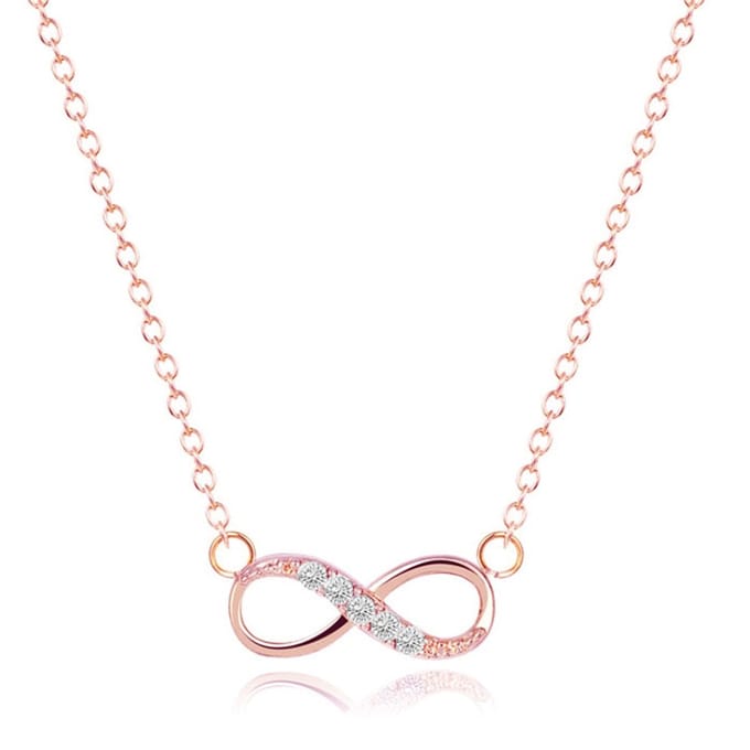 Hippe dames ketting Infinity Zircon Rosegoudkleurig