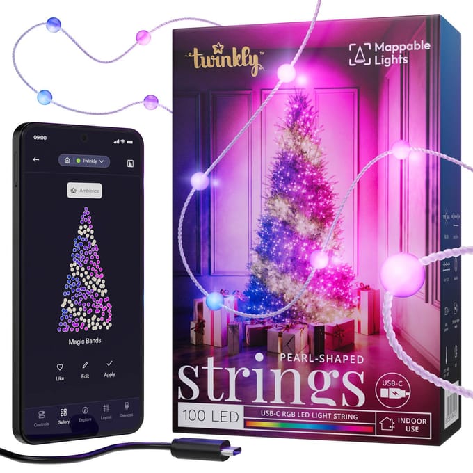 Twinkly Strings Usb-C Candies - 100 Led Rgb, Parels, 6M, Groene Vlecht