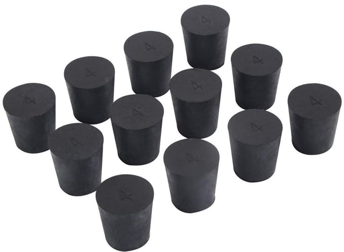 Massieve rubberen stoppers 12-pack - Maat #4 (26mm x 19mm) - Zwarte labstekker