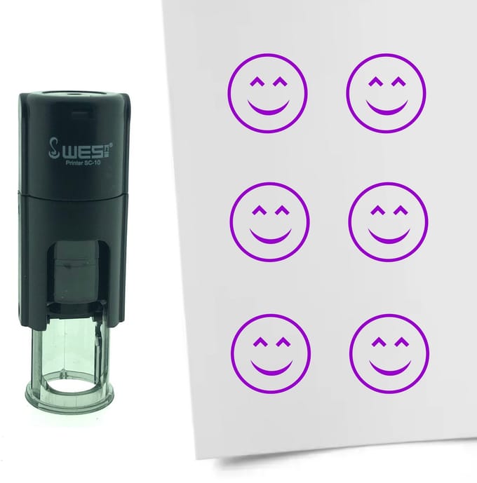 CombiCraft Stempel Smiley Content 10mm rond - Paarse inkt