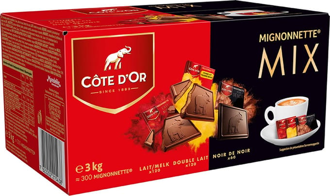 Côte d’Or Mignonnette horecamix MAXI PACK - 300 stuks - melk, double lait & puur - chocoladetabletten - bulk voor horecagebruik - 3kg
