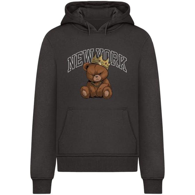 Mister Tee - NY Crowned Bear Hoodie/trui - 5XL - Zwart