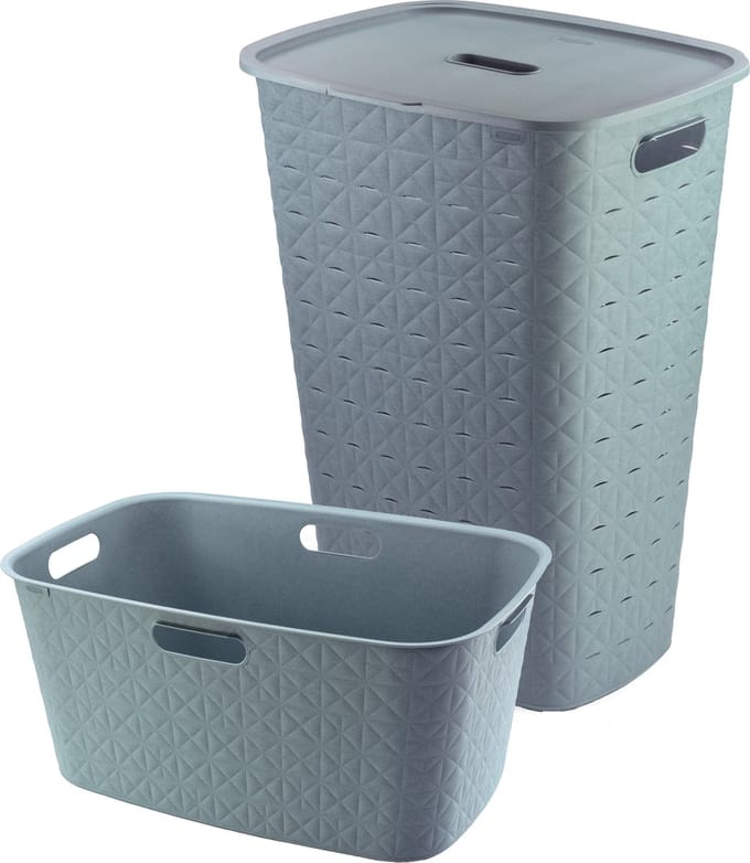 Curver Softex Wasmand met Deksel 56L + Wasmand 45L - Blauw