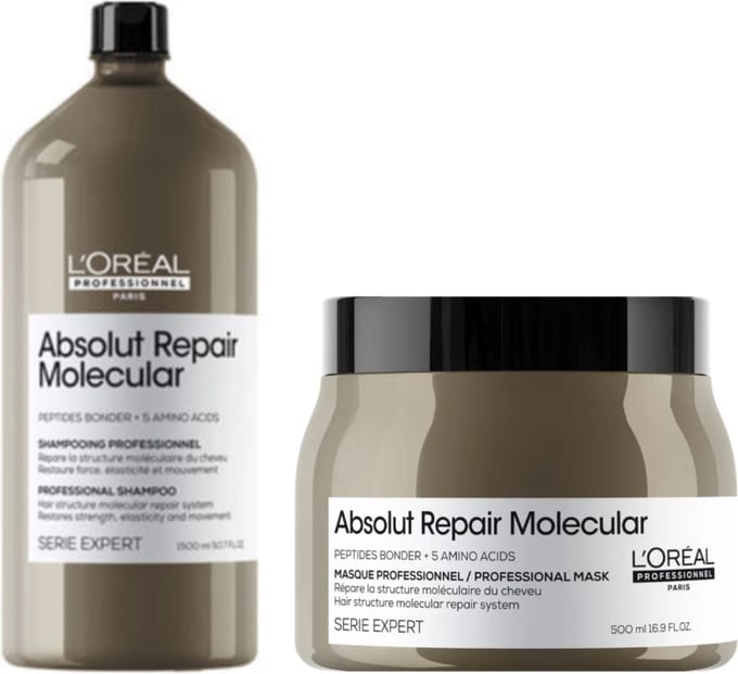 L'Oréal Professionnel - Absolut Repair Molecular Shampoo 1500ml + Mask 500ml- Voordeelset