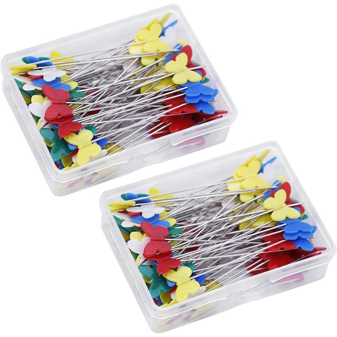 200 Stuks Quiltspelden Vlindervormig Einde Platte Kop Naaispelden Gemengde Kleuren Set gray