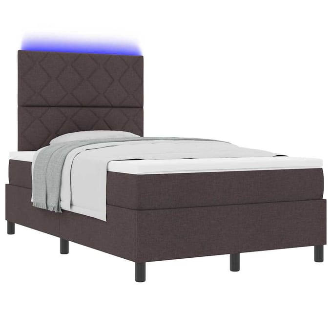 vidaXL - Boxspring - bed - met - hoofdeinde - Donkerbruin - 120 - x - 190 - cm - Stof